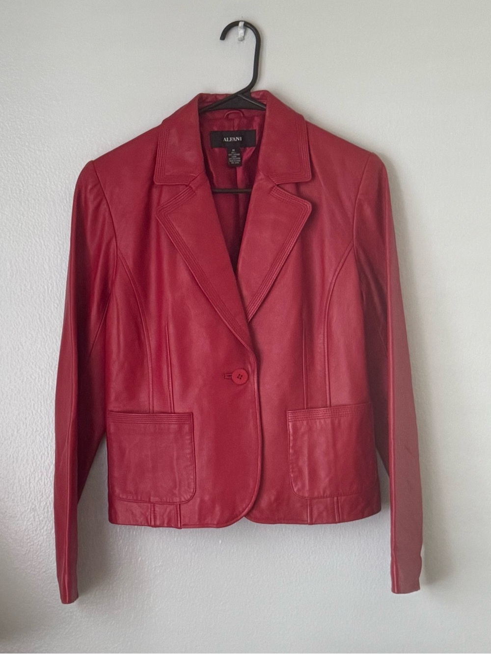 Alfani Women’s Medium Red Genuine Leather Blazer Jacket